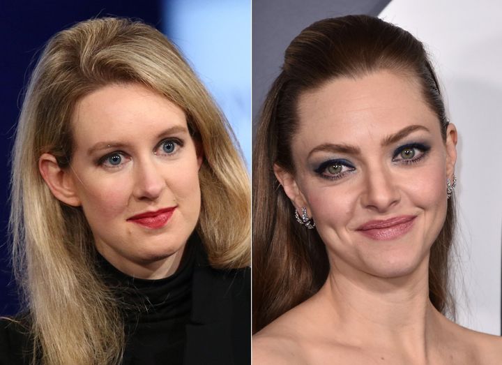 Elizabeth Holmes (left) was portrayed by actor Amanda Seyfriend (right) in the Hulu series "The Dropout." 