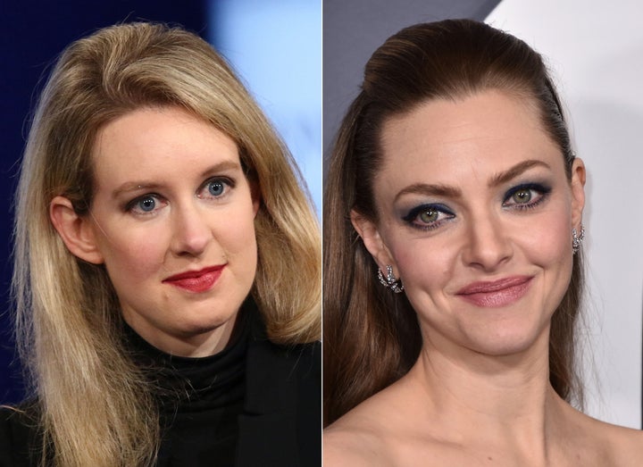 Elizabeth Holmes (left) was portrayed by actor Amanda Seyfriend (right) in the Hulu series "The Dropout."