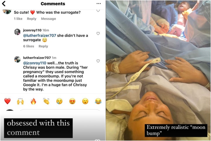 Chrissy Teigen fact-checked some seriously strange conspiracy theories about her last pregnancy on Instagram Monday.