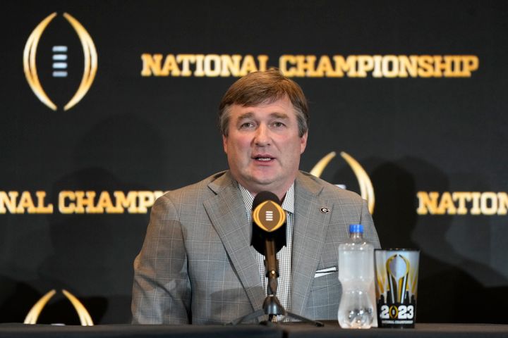 Georgia head coach Kirby Smart speaks to reporters during a press conference the day after winning the national championship NCAA College Football Playoff.