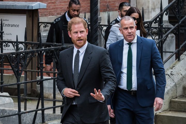 Prince Harry leaves the High Court after attending the fourth day of the preliminary hearing in a privacy case against Associated Newspapers, the publisher of the Daily Mail, over alleged phone-tapping and privacy breaches on March 30, 2023.