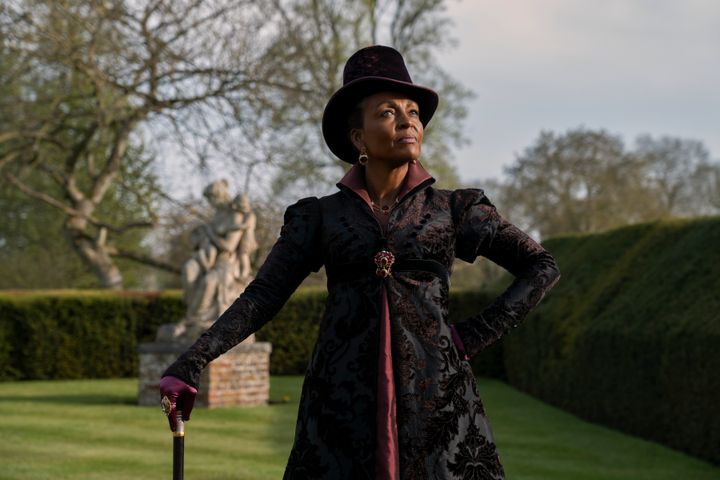 Adjoa Andoh on the set of Queen Charlotte: A Bridgerton Story