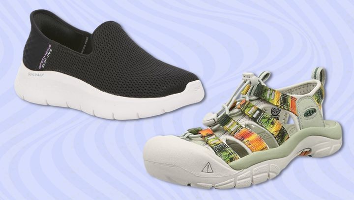 Skechers slip-in Go Walk Flex shoe and Keen Newport H2 water sandal