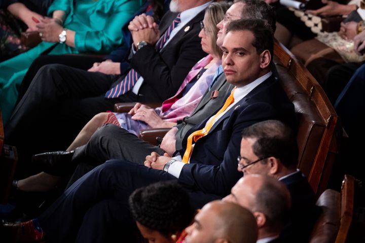 UNITED STATES - FEBRUARY 7: Rep. George Santos, R-N.Y., attends President Joe Bidens State of the Union address to Congress on Tuesday, February 7, 2023. (Bill Clark/CQ-Roll Call, Inc via Getty Images)
