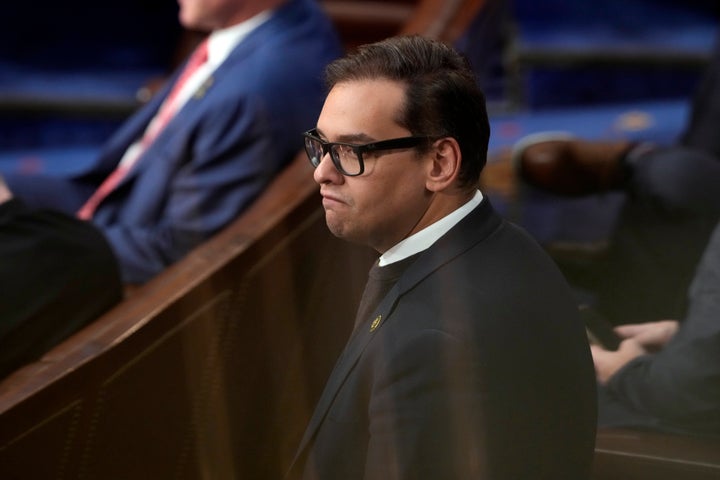 FILE - Then Rep-elect George Santos, R-N.Y., stands in the House chamber as the House meets for the third day to elect a speaker and convene the 118th Congress in Washington, Jan. 5, 2023.