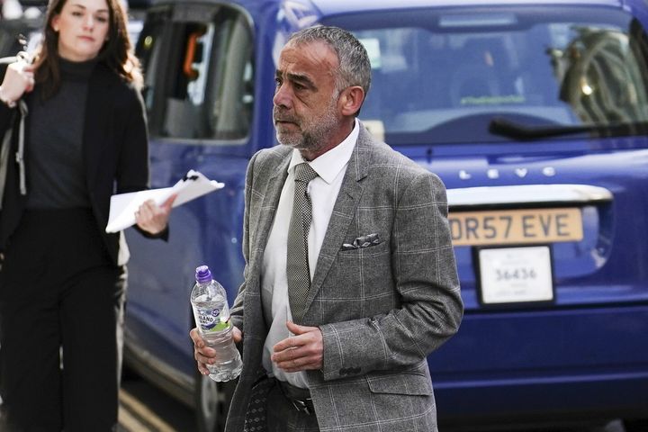 Michael Le Vell arrives at the Rolls Buildings in central London for the phone hacking trial against Mirror Group Newspapers.