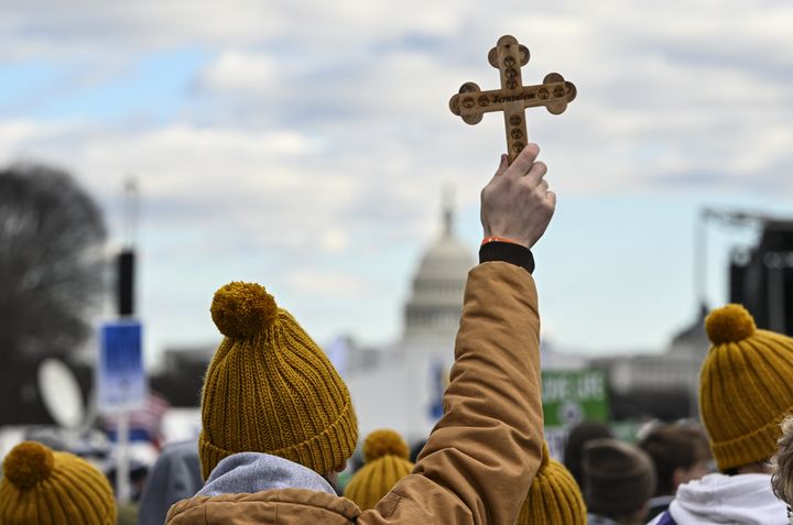 Thousands of anti-abortion demonstrators march in Washington D.C., on January 20, 2023.