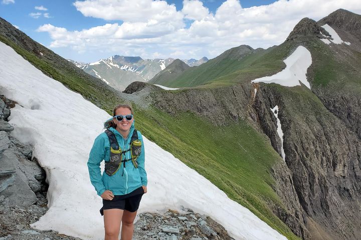 The author on a 13,000-foot ridge near Silverton, Colorado. "I sought many mountain summits before and after my memoir was published as a means of coping with angst and grief," she writes.