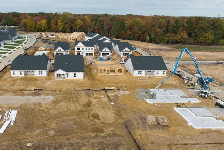 New homes are erected at a construction site in Trappe, Maryland, on Oct. 28, 2022.