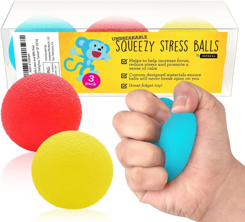 Power Your Fun 3 Pack Mini squishy Beaded Fidget Stress Balls Sensory Toys