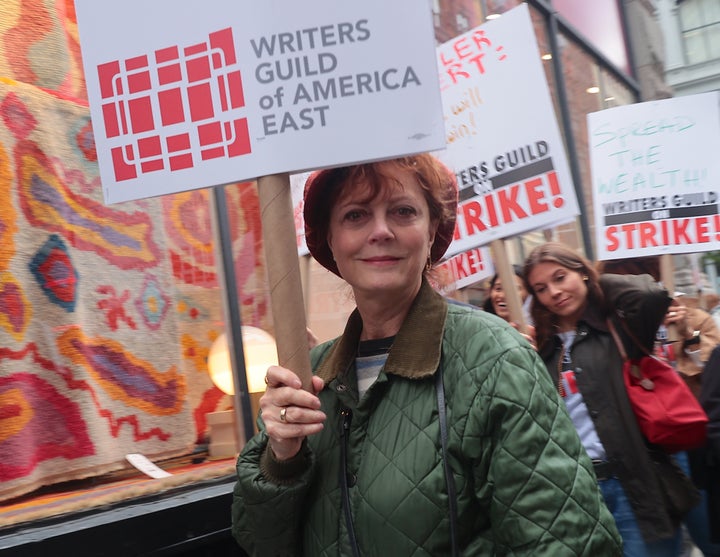 Sarandon joined Writers Guild protestors in New York City days before her arrest.