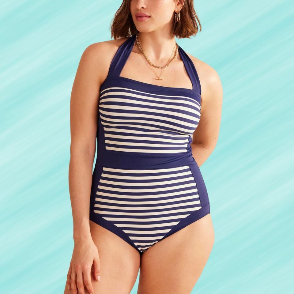 Plus Size Swimsuit for Women, Tummy Control Swimdress Two-Piece Swimwear  with Flared Skirt Bikini Bathing Suits