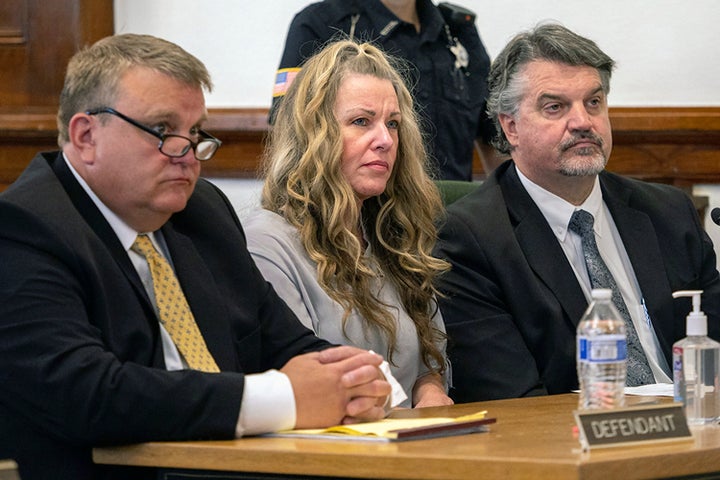 FILE - Lori Vallow Daybell, middle, sits between her attorneys for a hearing at the Fremont County Courthouse in St. Anthony, Idaho, on Aug. 16, 2022.