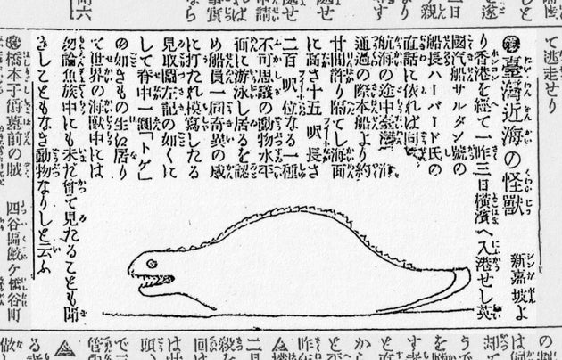 明治42年3月5日付の東京朝日新聞に掲載された「台湾近海の怪獣」の記事