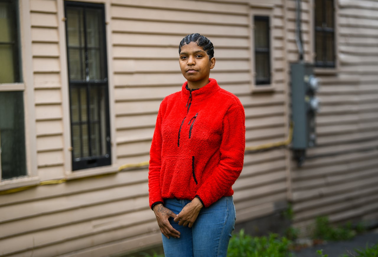 Brooklyn Hough, 23, is pictured in Buffalo, N.Y., Saturday, May 13, 2023. Hough was a cashier at the Tops Supermarket when the massacre that killed 10 people happened last year, and survived.