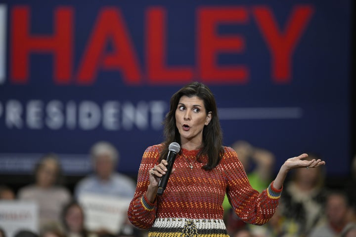 Nikki Haley holds a rally in Greer, South Carolina, on May 4. In a TV interview Sunday, she avoided criticizing her GOP presidential rival Donald Trump.