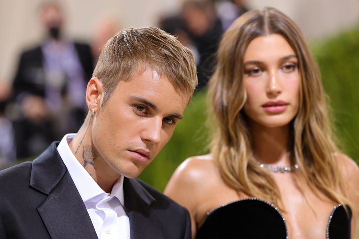 Justin and Hailey Bieber at the 2021 Met Gala on Sept. 13, 2021, in New York City. 