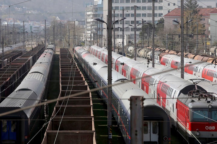 Two people were charged in Austria for allegedly playing speeches by Adolf Hitler via the loudspeaker system of a train.