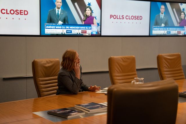Siobhan Roy takes a call during "Succession's" hotly contested election episode.