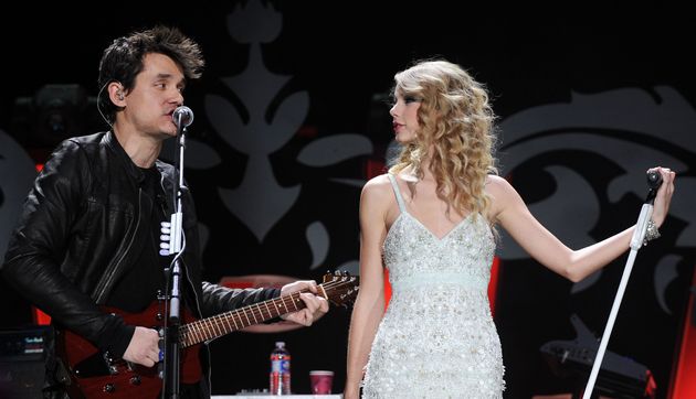 John Mayer and Taylor Swift perform onstage during Z100's Jingle Ball 2009 presented on Dec. 11, 2009, in New York City.