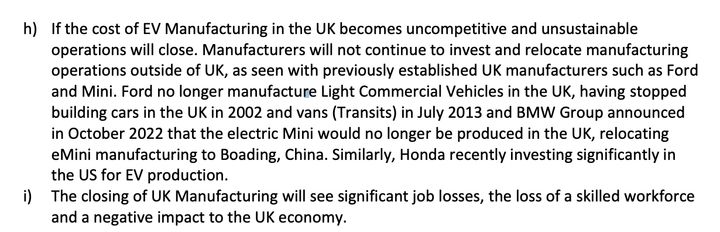 Extract from the submission to the Commons inquiry into electric car production.