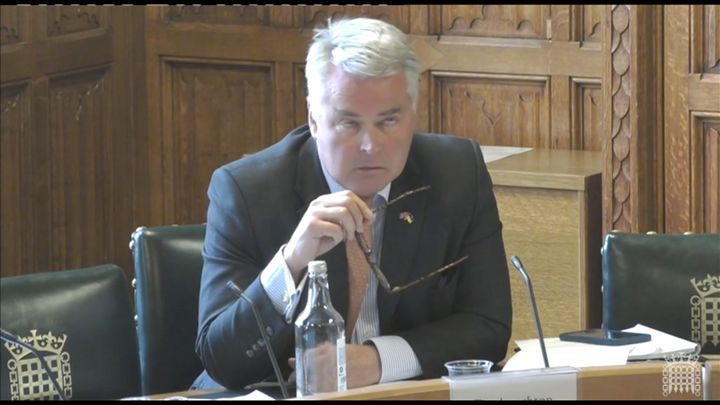 Tim Loughton rolls his eyes as Just Stop Oil interrupted the home affairs committee 