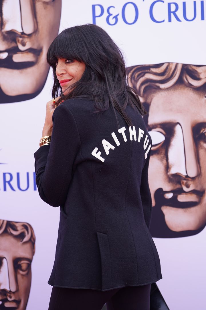 Claudia Winkleman at Sunday's TV Baftas, where she paid tribute to the show with her outfit