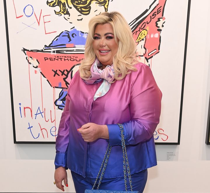 LONDON, ENGLAND - APRIL 25: Gemma Collins attends the Fat Tony x Opake launch event of Church Halls & Broken Biscuits at Quantus Gallery on April 25, 2023 in London, England. (Photo by Dave Benett/Getty Images for Quantus Gallery)