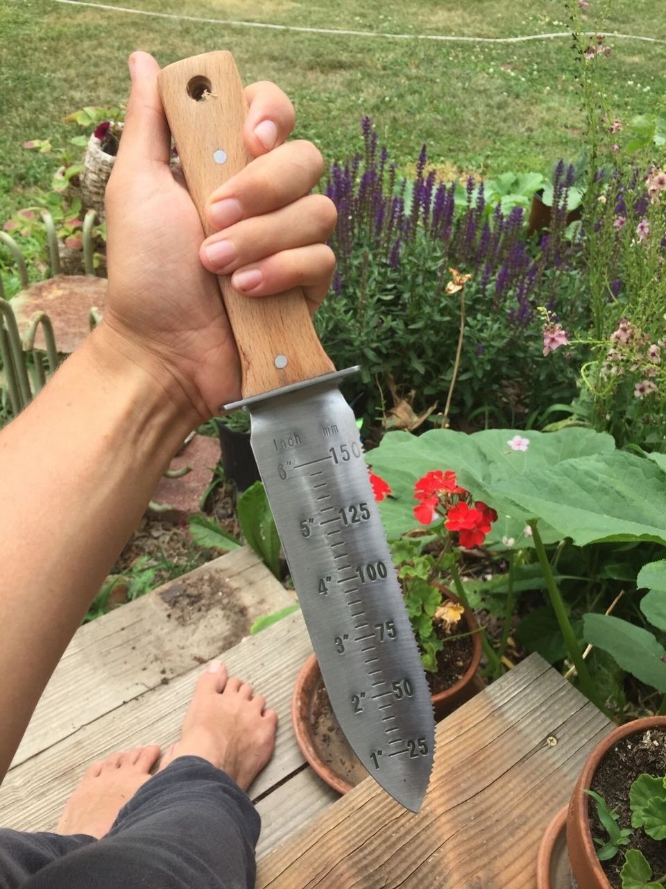 A hori hori garden knife