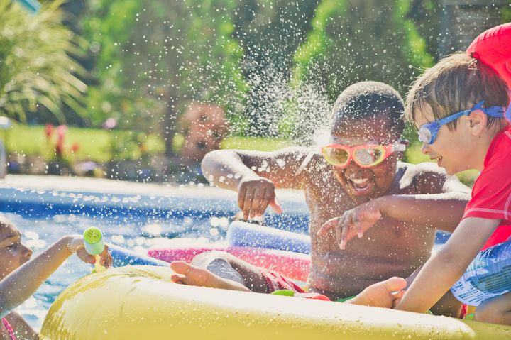 Try to limit splashing, whether your own or your kids', and stay away from others.
