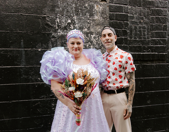 The author and Sarah on her wedding day.