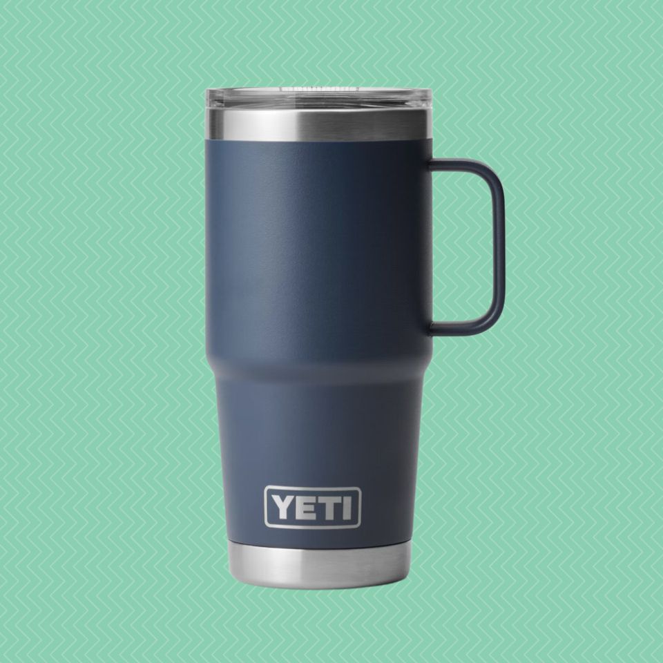 A Yeti Rambler travel mug