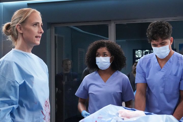 From left: Kim Raver, Alexis Floyd and Niko Terho in the season 19 finale of "Grey's Anatomy." ABC's hit medical drama was best enjoyed when it strayed from internal scenes that paid homage to its past.