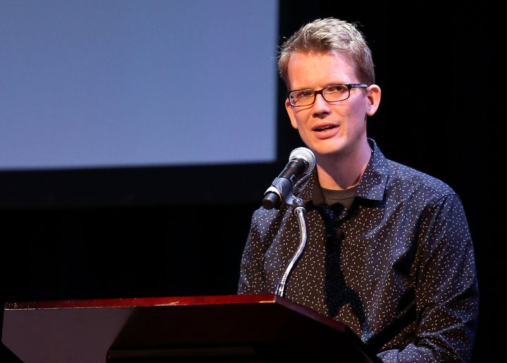 Author Hank Green discusses his book "An Absolutely Remarkable Thing" on Sept. 25, 2018, in New York City.