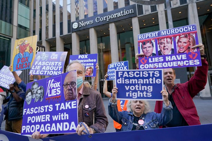 Weekly demonstrations against Fox News occurred weekly in New York City last fall.