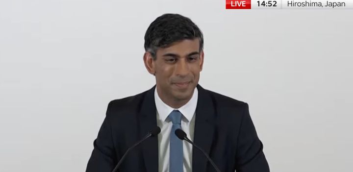 Rishi Sunak at the press conference in Japan.