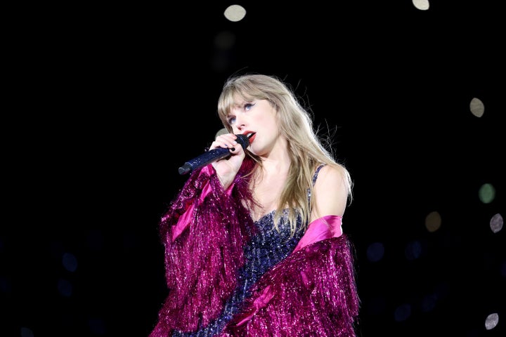 Taylor Swift, shown here performing at Gillette Stadium on Friday, told concertgoers at Saturday's show there, "I’ve just never been this happy in my life in all aspects of my life ever."