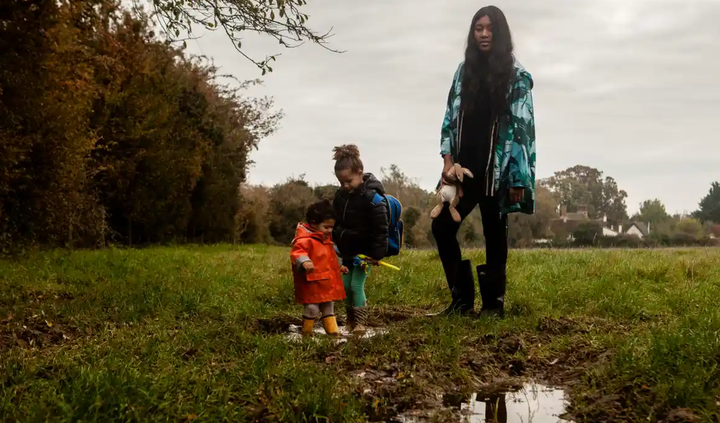 The author with her children.