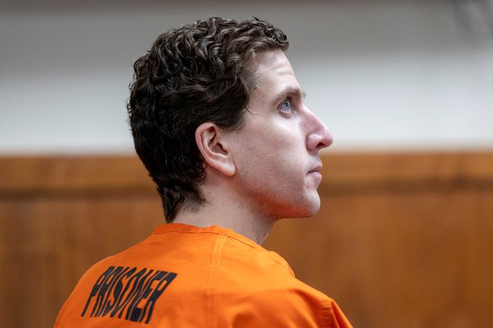 Bryan Kohberger, who is accused of killing four University of Idaho students in November 2022, listens during his arraignment hearing in Latah County District Court on Monday in Moscow, Idaho.