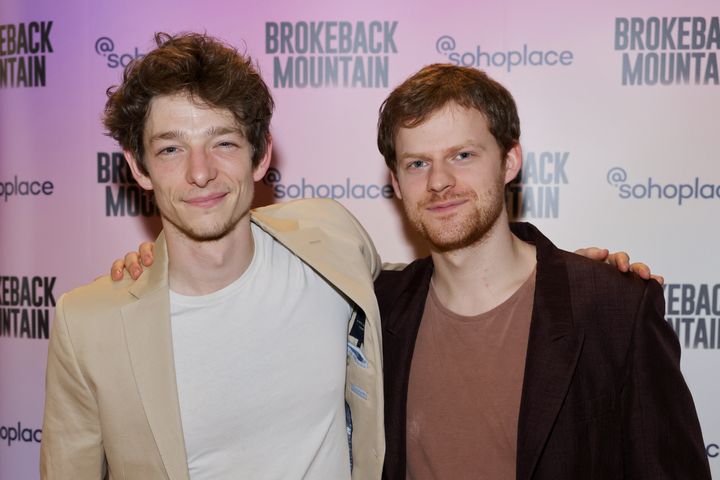 Mike Faist (left) and Lucas Hedges star in the stage adaptation of "Brokeback Mountain," now running in London. 