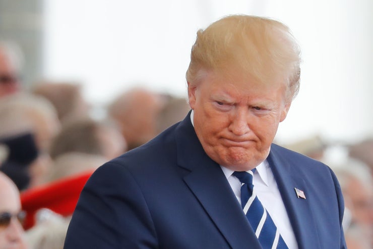 Trump takes his seat during an event in Portsmouth, England, on June 5, 2019, to commemorate the 75th anniversary of the D-Day landings.