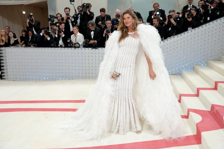 Gisele Bündchen Attends Met Gala 2023 Solo in Vintage Chanel Dress