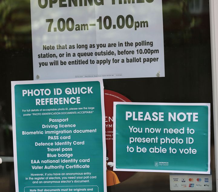 Signs provide assistance with voter ID in Norwich.