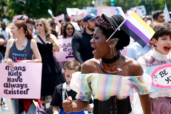 Trans kids and activists march to the U.S. Supreme Court on May 22.