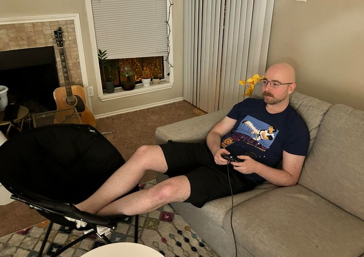 The author playing video games.