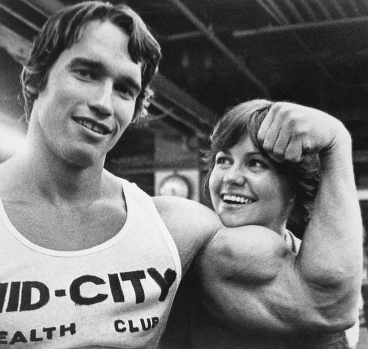 Schwarzenegger is pictured with Sally Field, his co-star on 1976's “Stay Hungry."