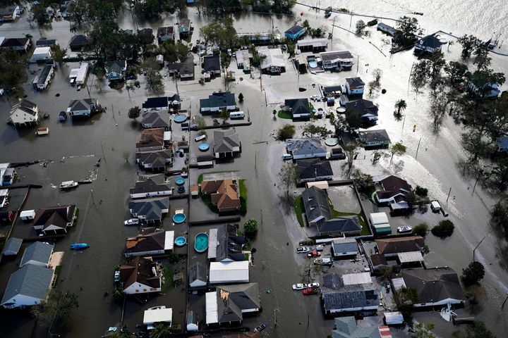 Homes are flooded in the aftermath of Hurricane Ida, Aug. 30, 2021, in Jean Lafitte, La. National Oceanic and Atmospheric Administration on Thursday, May 25, 2023, announced its forecast for the 2023 hurricane season. 