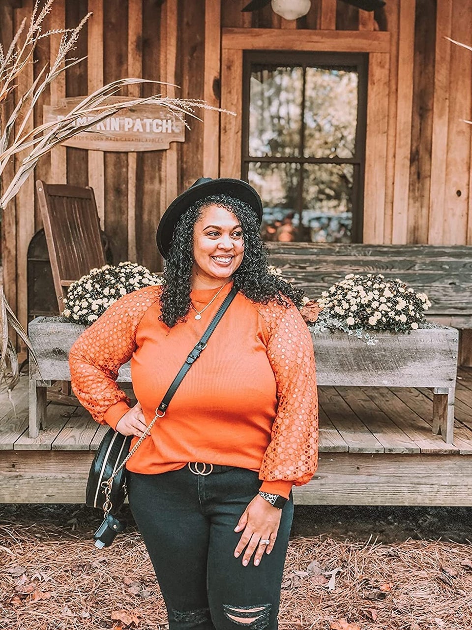 A breezy top with lacy sleeves