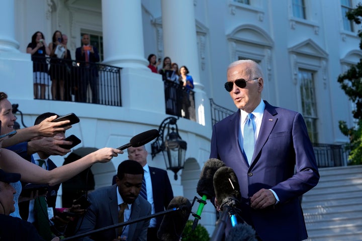 President Joe Biden talks with reporters on the South Lawn of the White House in Washington, Friday, May 26, 2023, as he heads to Camp David for the weekend. Biden and House Speaker Kevin McCarthy reached an “agreement in principle” to raise the nation’s legal debt ceiling late Saturday as they raced to strike a deal to limit federal spending and avert a potentially disastrous U.S. default. (AP Photo/Susan Walsh, File)