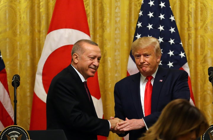 Turkish President Recep Tayyip Erdogan and then-President Donald Trump at a 2019 White House press conference.